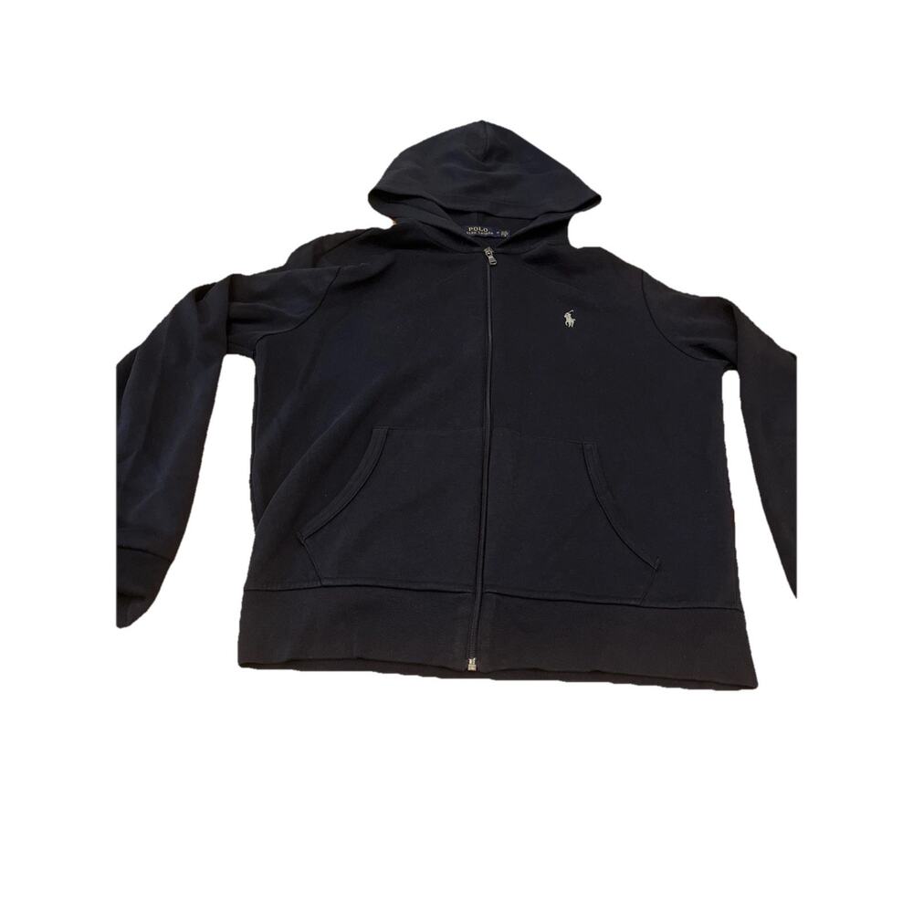 Polo Ralph Lauren Full Zip Hoodie Navy Blue Mens Size Medium Casual Comfort